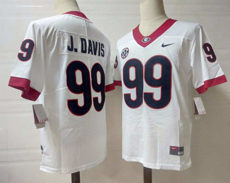 Men Georgia Bulldogs #99 J.Davis White Nike 2025 NCAA Jersey->ncaa teams->NCAA Jersey